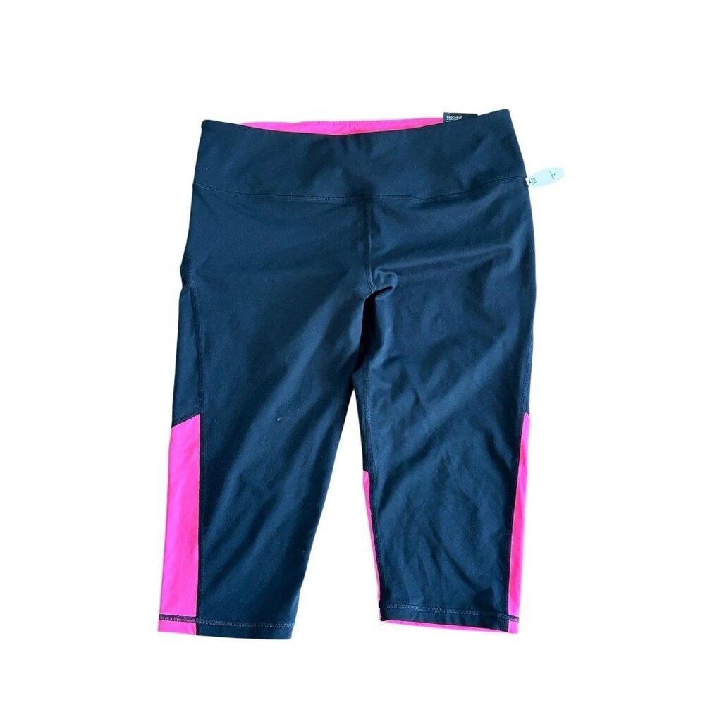 Victoria's Secret Sport Yoga Flat Crop Legging Pink/Black NWT Sz L‎ Logo Stretch